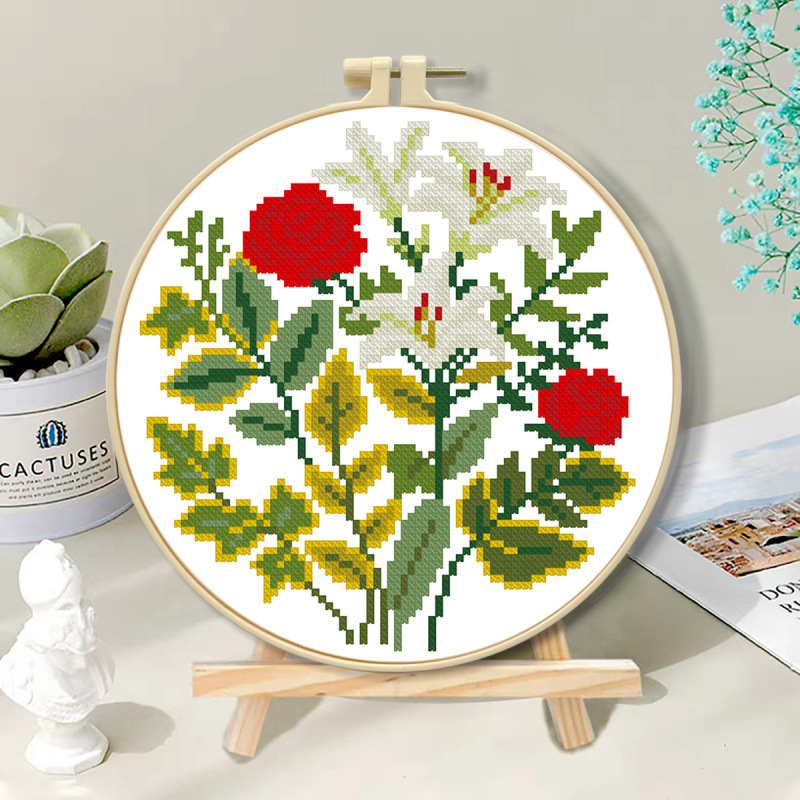 Mona Lisa Royal Crosspointed Flower Collection New Hermoso Estética Moderno Sala de estar Bordado a mano image 4