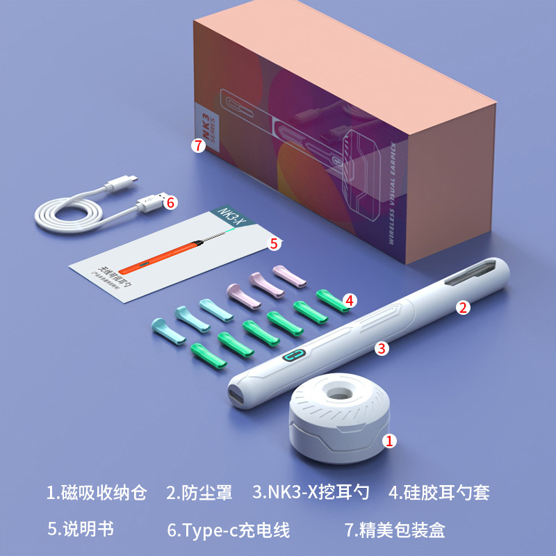 Venta al por mayor NK3-X para niños PRO visual oreja recoger endoscopio HD inalámbrico limpieza oreja recoger artefacto