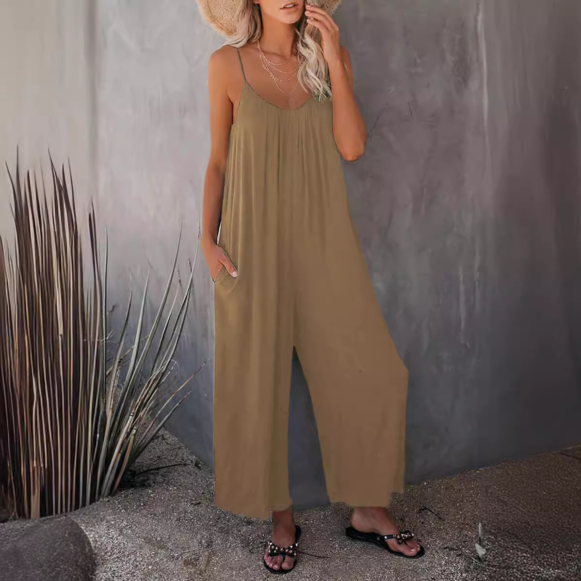 Scharfe und würzige Leibchen-Bodyhose für Damen 2023 Sommer neuer einfarbiger lässiger Overall mit Tasche_voghion.com