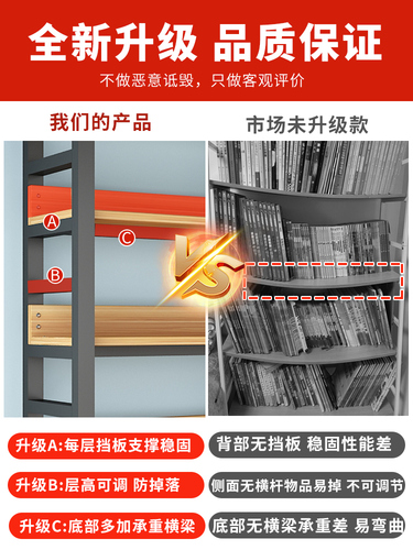 Wholesale bookshelves, floor-standing bookcases, steel-wood multi-tiered living room racks, ironwork shelves for bedrooms, simple storage units for organizing and storing items
