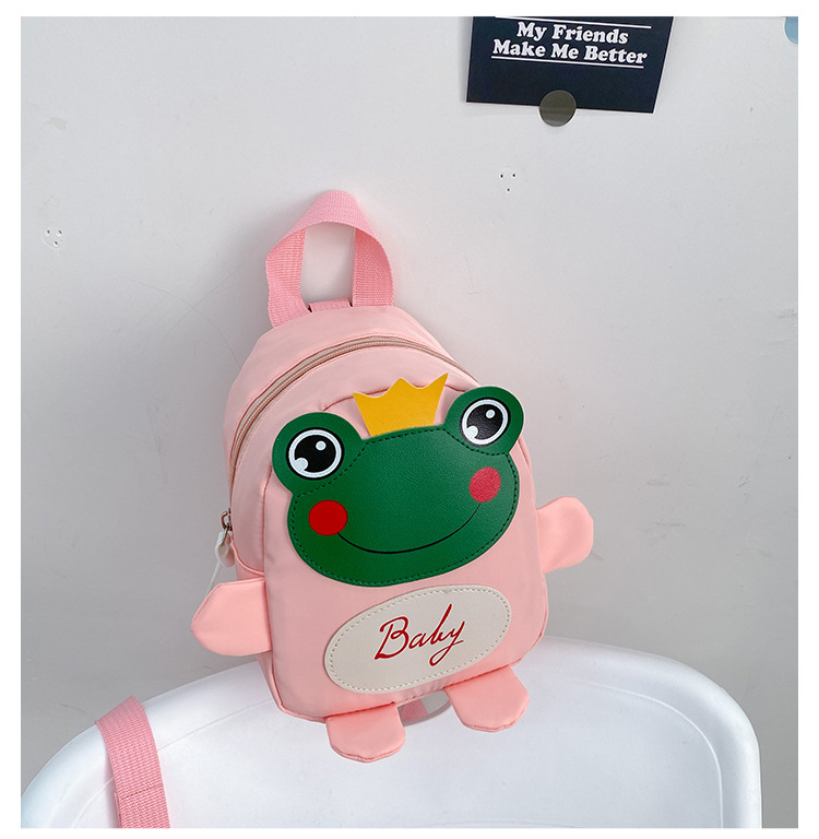 Kindergarten schoolbag for children, boys and girls, 1-3-5 years old, anti-wandering rope, cute frog, double-shoulder baby small backpack undefined