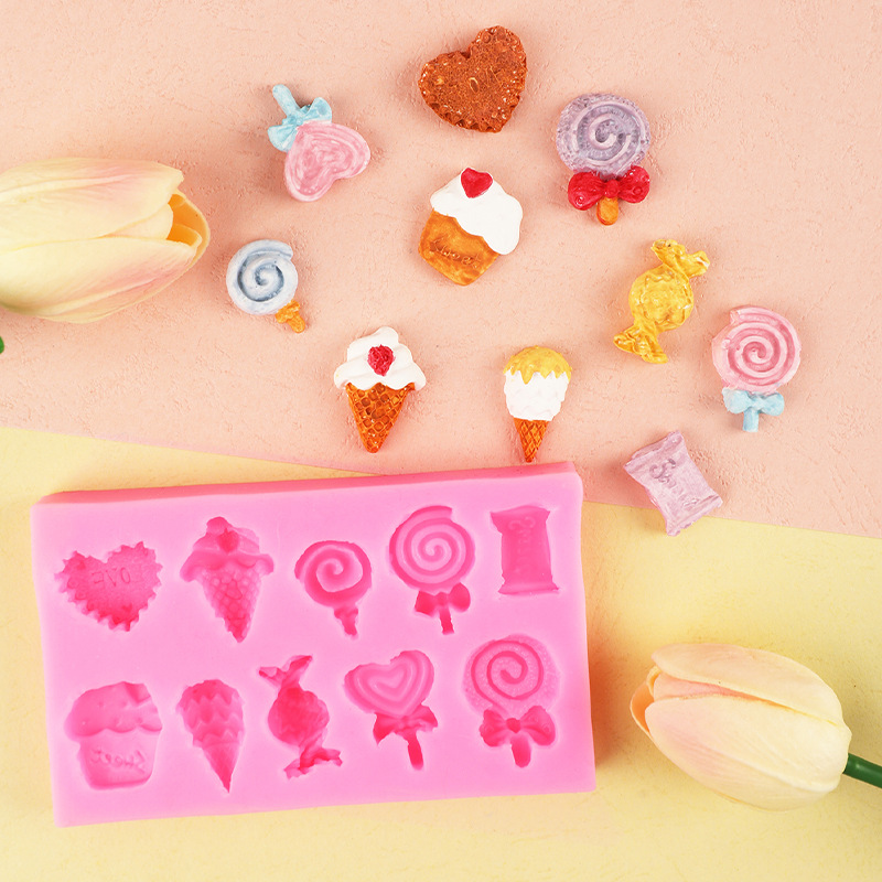 Lollipop caramelo helado modelado molde de silicona hecho a mano galleta del chocolate decoración la torta