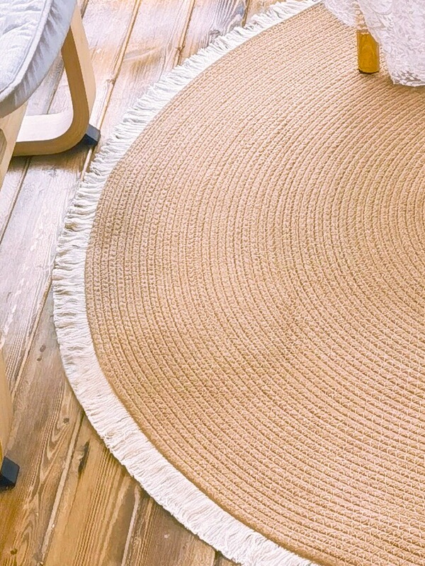 Living Room Round Carpet, Bedroom Table and Chair Floor Mat, Sofa Coffee Table Relaxation Mat, Balcony Rocking Chair Cotton Rope Tassel Mat
