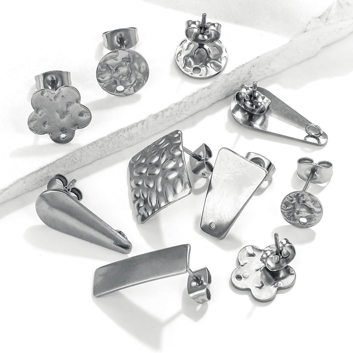 Accesorios de pendientes de acero inoxidable DIY accesorios de joyería hechos a mano pieza de pendientes de textura impermeable simple pendientes colgantes