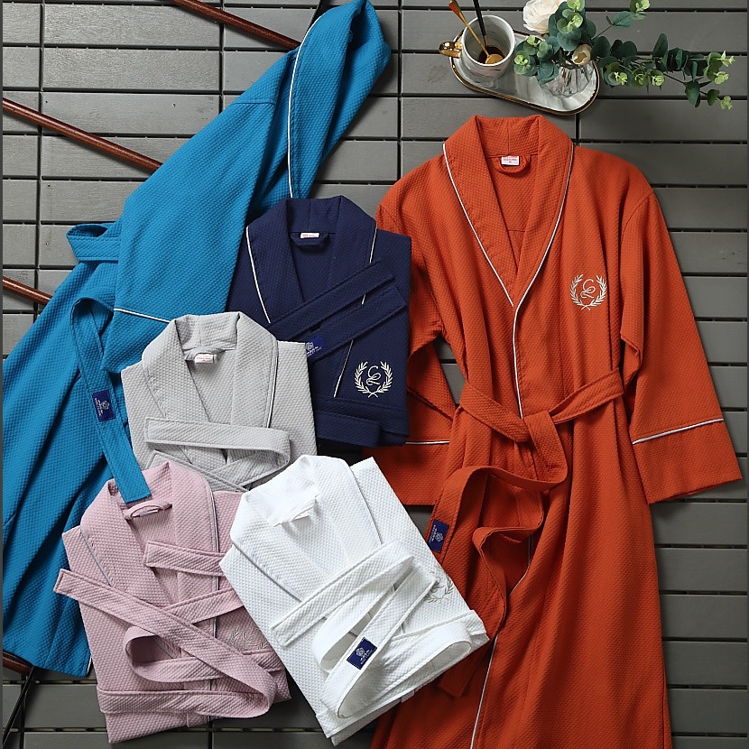 批发2024浴袍男女士长款棉睡袍情侣酒店浴衣吸水棉华夫格夏季薄款