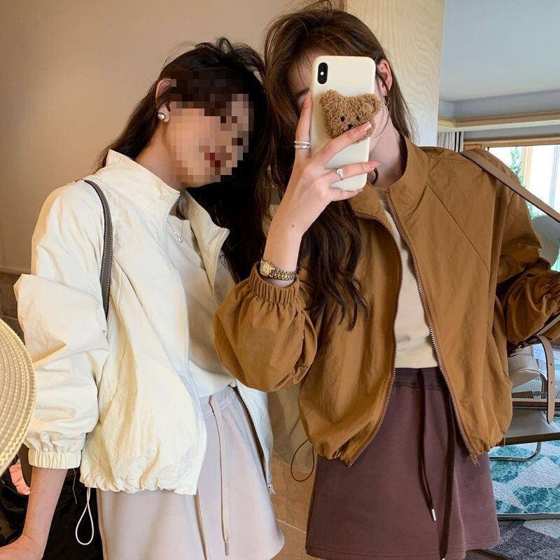 Jacket Korean Style Solid Color Stand Collar Jacket Women's Spring Autumn Winter Thick Short Jacket Casual Color Plus Cotton Thickening