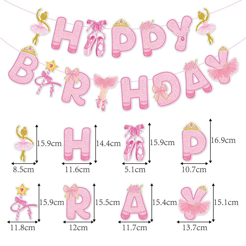 Nuevo producto transfronterizo conjunto de fiesta temática de ballet de cumpleaños fondo de fiesta de cumpleaños bandera de tracción ballet colgante en espiral