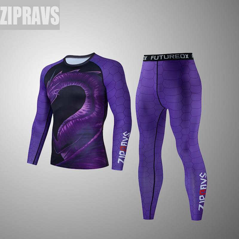 In Stock Men's Fitness Running Suit Quick-drying Tight Clothes Morning Running Sports Training Suit Men's Gym Fitness Suit