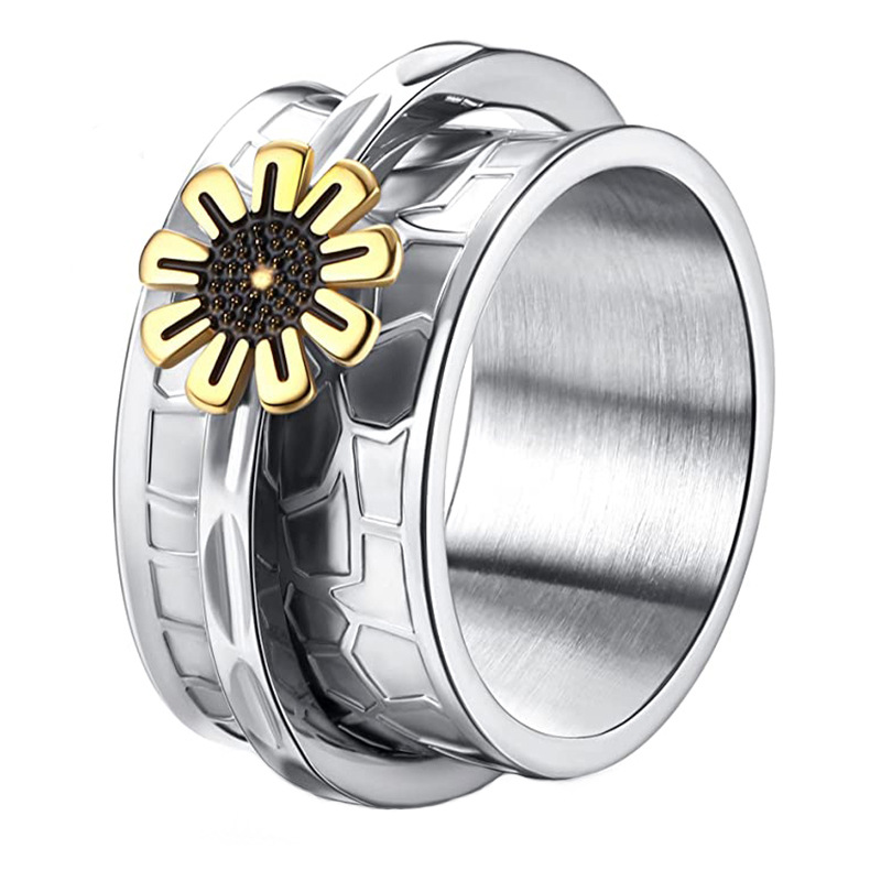 Fashion Flower Titanium Steel Plating Rings