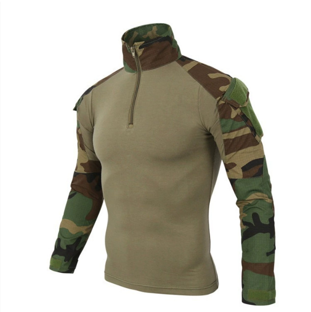 Transfronterizos al aire libre tácticas negras 2 uniformes ranas hombres fanáticos del ejército del cuerpo delgado rápidamente secado ropa de ranas chaqueta de entrenamiento camisa de manga larga