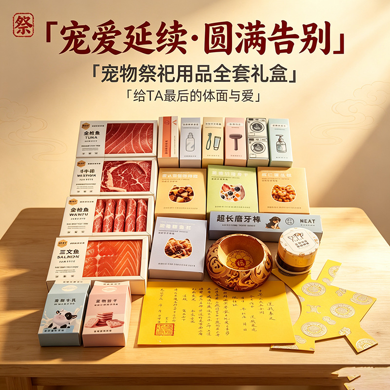 Pet sacrificial items, semi-finished paper offerings, funeral supplies for dogs and cats, pet memorial money, paper money, and paper-burning sets