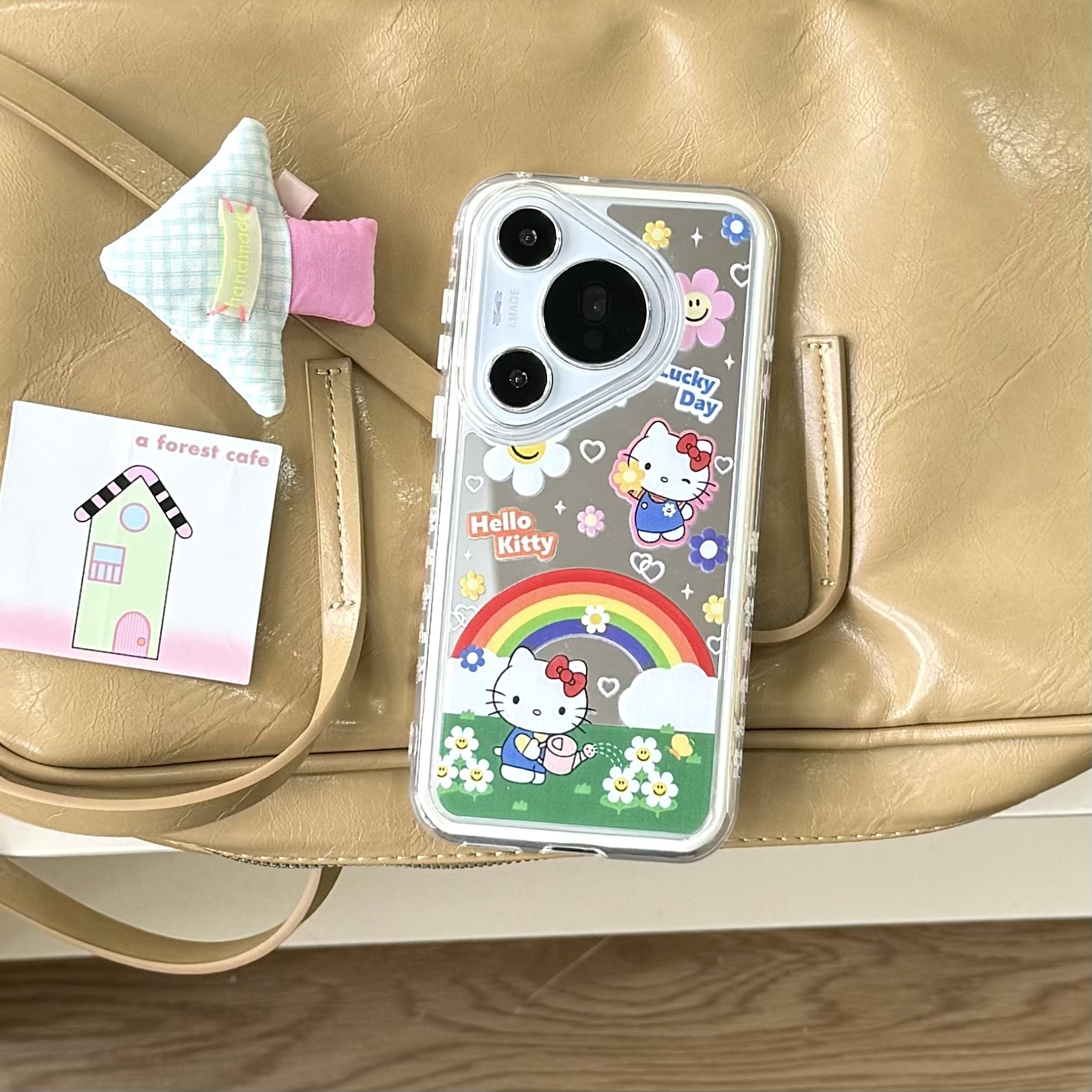 Rainbow Cartoon KT cat para Huawei Pura70Pro funda para teléfono móvil Mate60 espejo 70Pro nuevo P70 hembra 60P