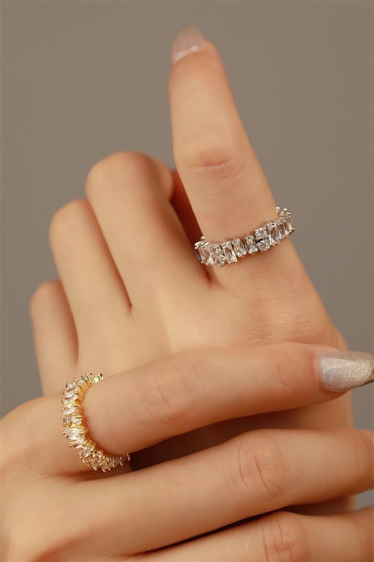 Fashion Geometric Sterling Silver Inlay Zircon Rings 1 Piece