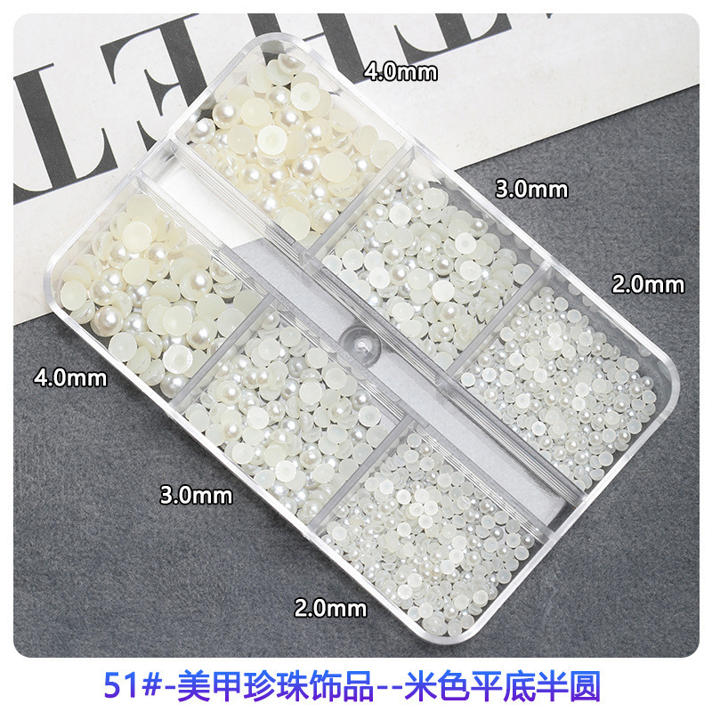 9# 6 grid off-white semi-circular pearls