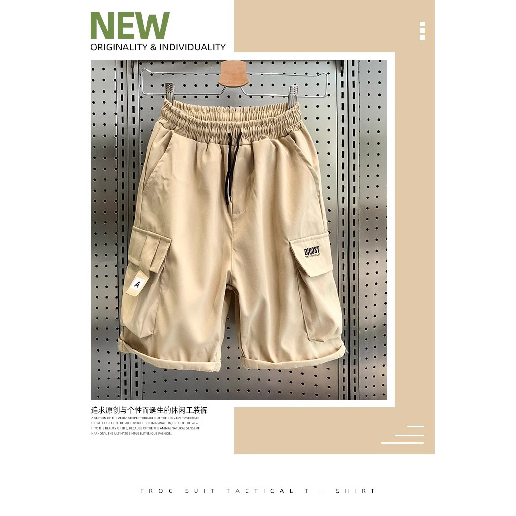 Cargo Shorts Men's Summer Thin American Style Multi-Pocket Mid-Length Loose Straight Sports Casual Shorts