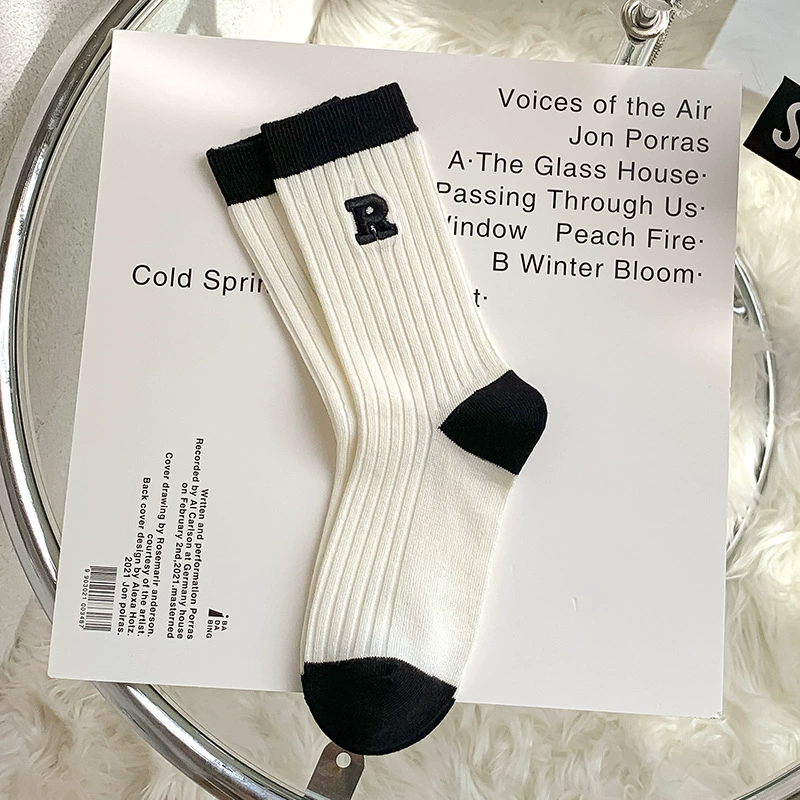 Тайд/ Tide, демисезонные cotton спортивные носки для колена, средняя длина, корейский стиль