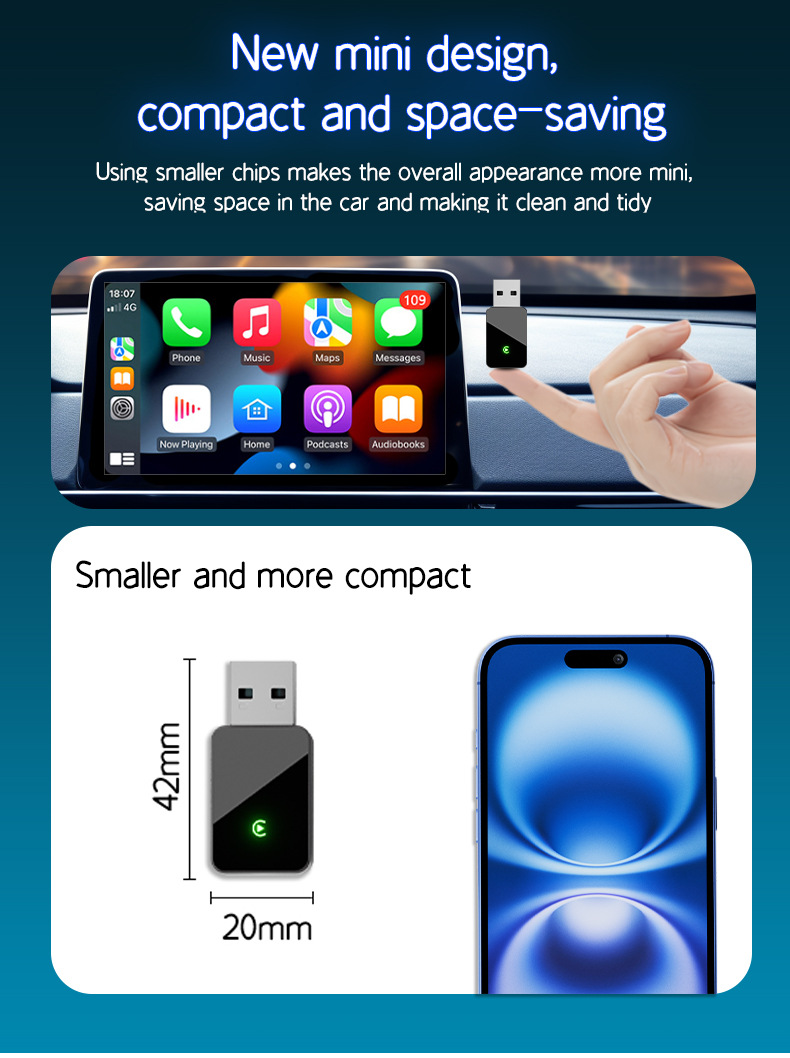 2-in-1 New Wireless Carplay Box, Converts Wired to Wireless for Original Car, Apple Adapter, Android Auto Car Device