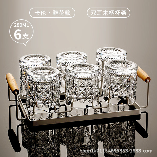 카렌 조각 280ML 6 나무 손잡이 흰색 컵 홀더