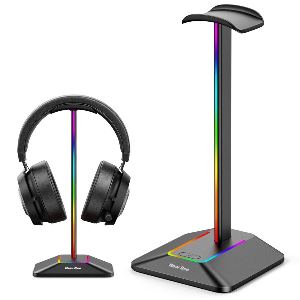 Doble salida colorido auricular pantalla soporte Hub extendido auricular RGB luminoso e-sports soporte de auriculares