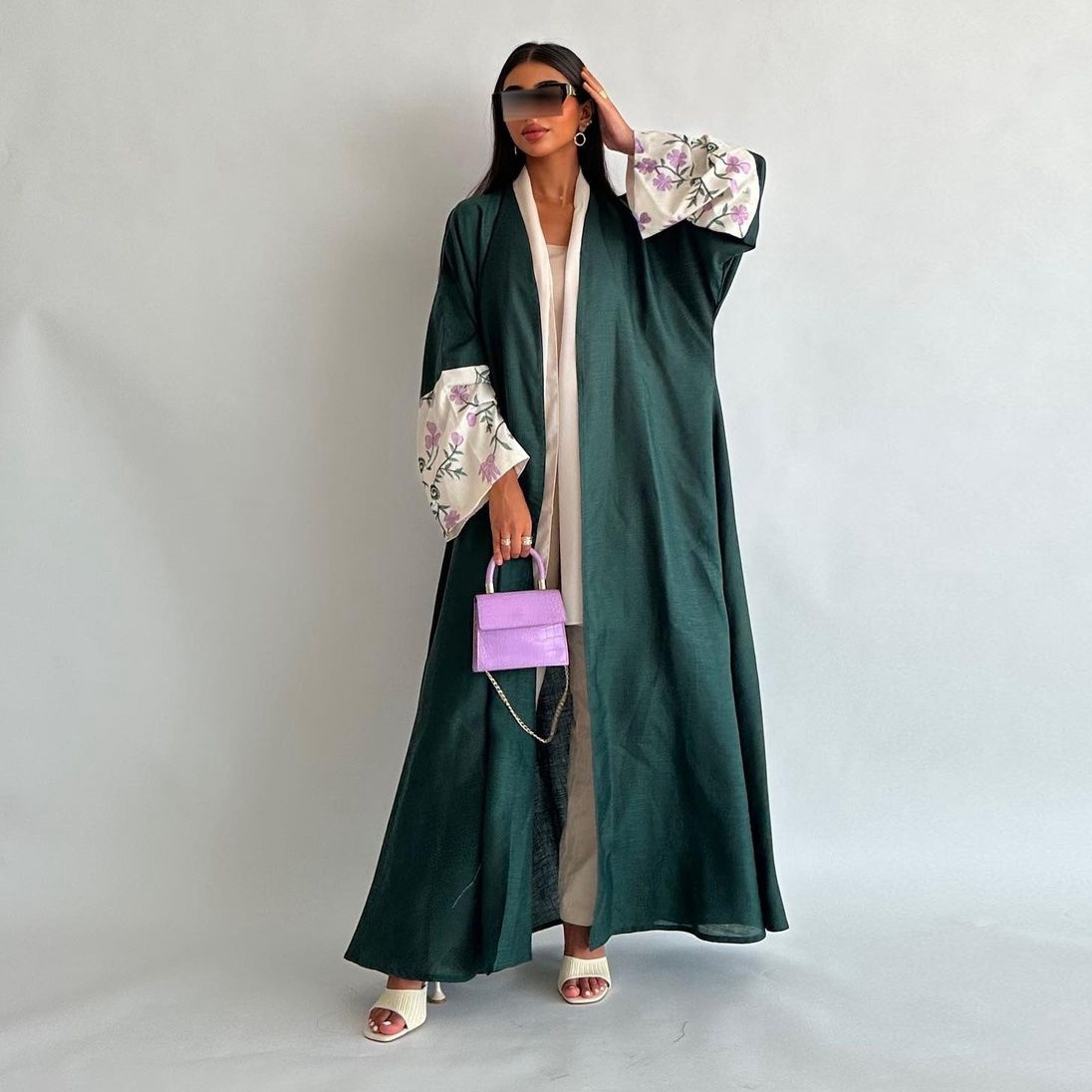 MQ136 Dubai Middle Eastern Cardigan Robe Embroidered Abaya Muslim European And American Loose Coat Fashion Women's_ecoleips.com