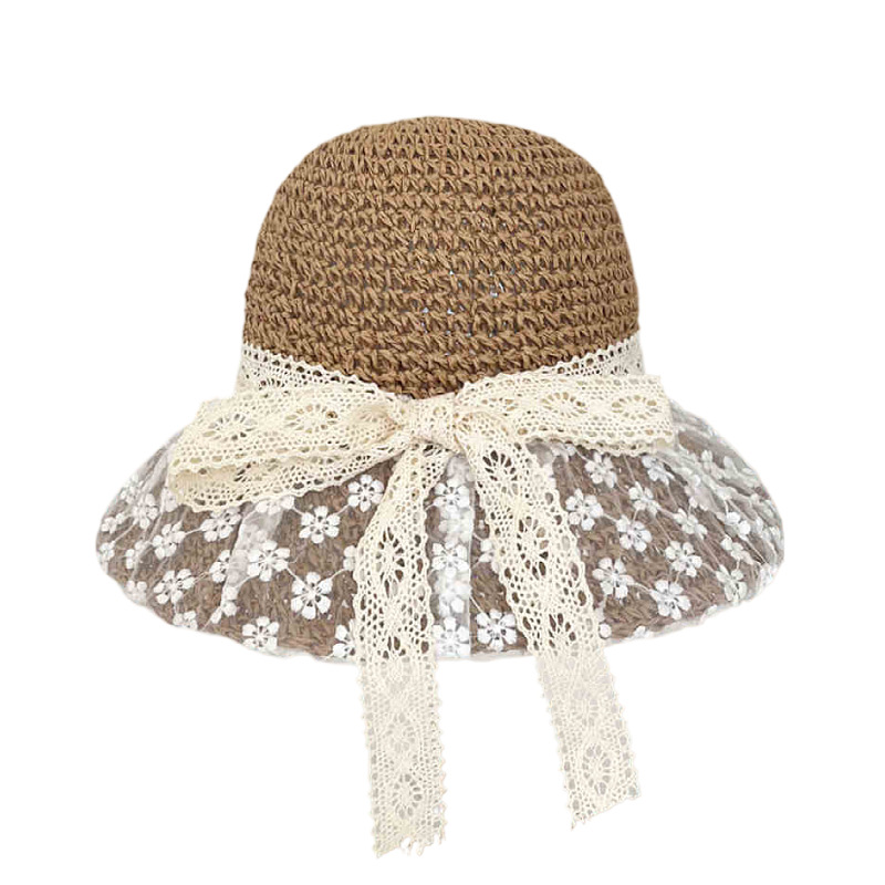 112g Weight Straw Hat Hats Type Casual, Outdoor Occasion Papyrus Material Bow Knot Pattern Spring&Summer Season Women's Gender Hawaiian, Tropical, Sweet Style Curved Eaves, Ruffles Rim Women's Hawaiian Tropical Sweet Bow Knot Curved Eaves Ruffles Straw Hat 47