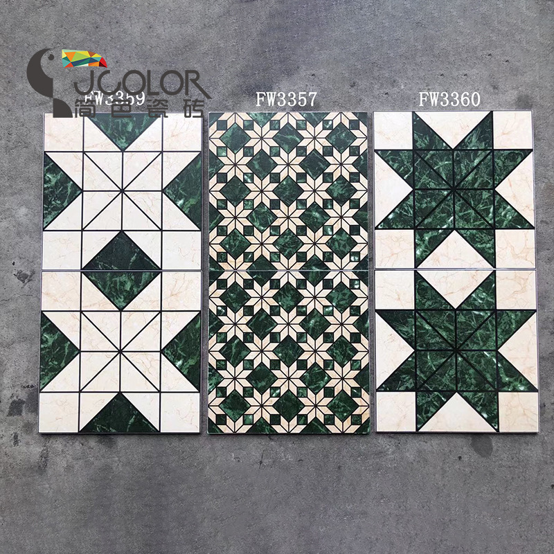 짙은 녹색 복고풍 타일 핫 스타일