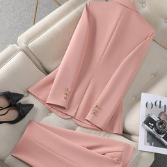 2025新型ファッション気質女性長袖職業スーツズボン正装黒スーツ職業作業服女性8915