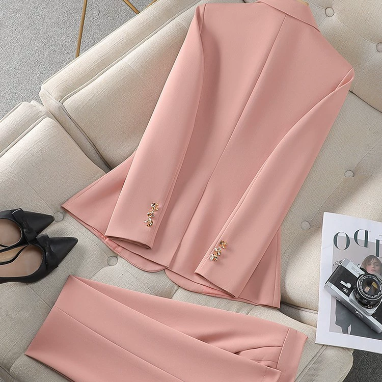 2025 новый модный темперамент женский с длинными рукавами профессиональный костюм брюки подлинный черный костюм профессиональный комбинезон женский 8915