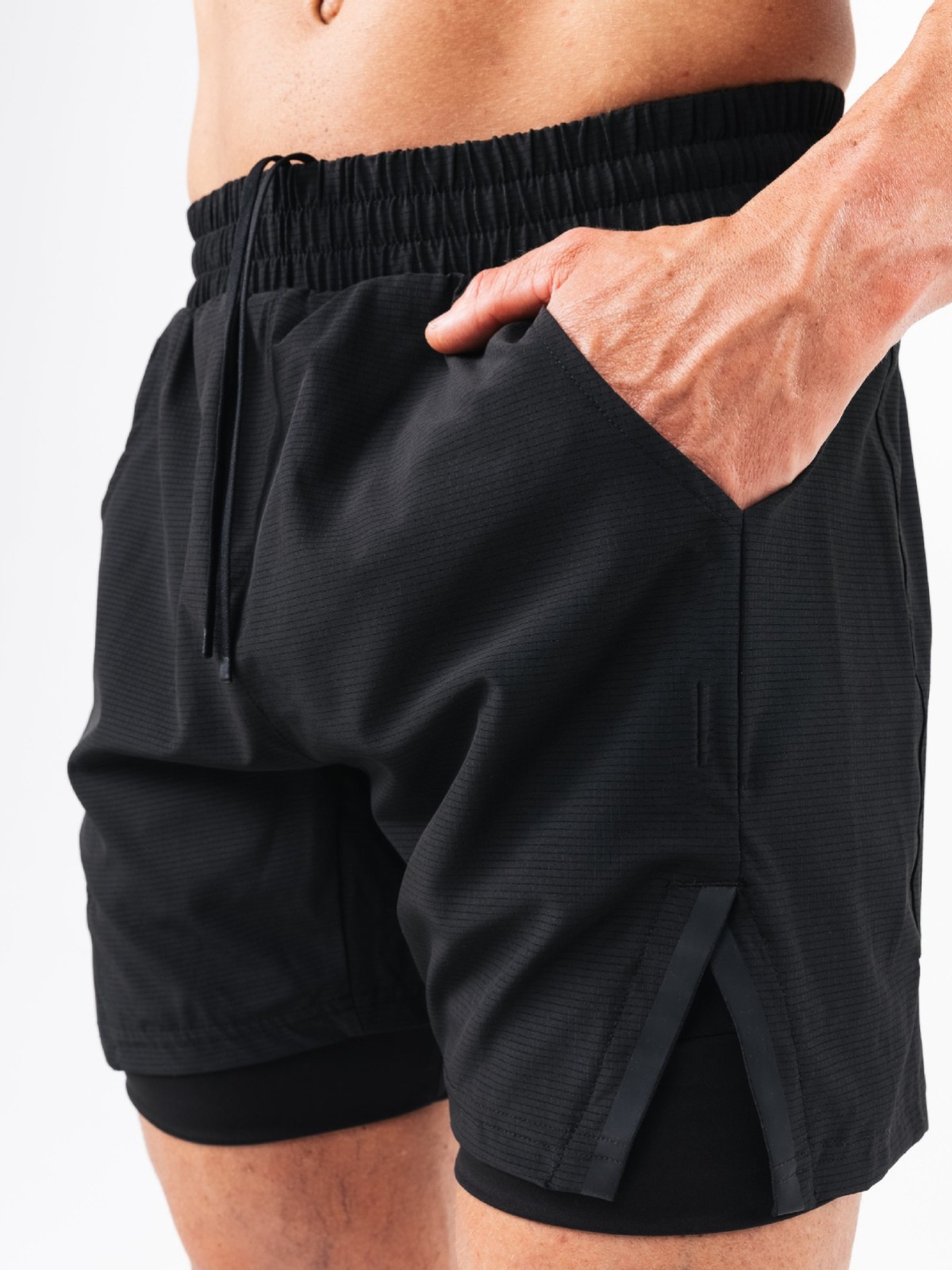 Crazy Muscle Two-in - One Pantalones cortos deportivos para hombres entrenamiento de correr acondicionamiento físico rápido secado pantalones deportivos de cuadrados pequeños para hombres verano