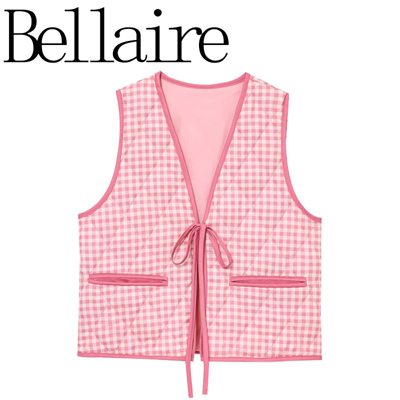 ZA comercio exterior al por mayor estilo europeo y americano francés moda de mujer de moda universal relajado bolsillo casualizado chaleco de cordón de malla