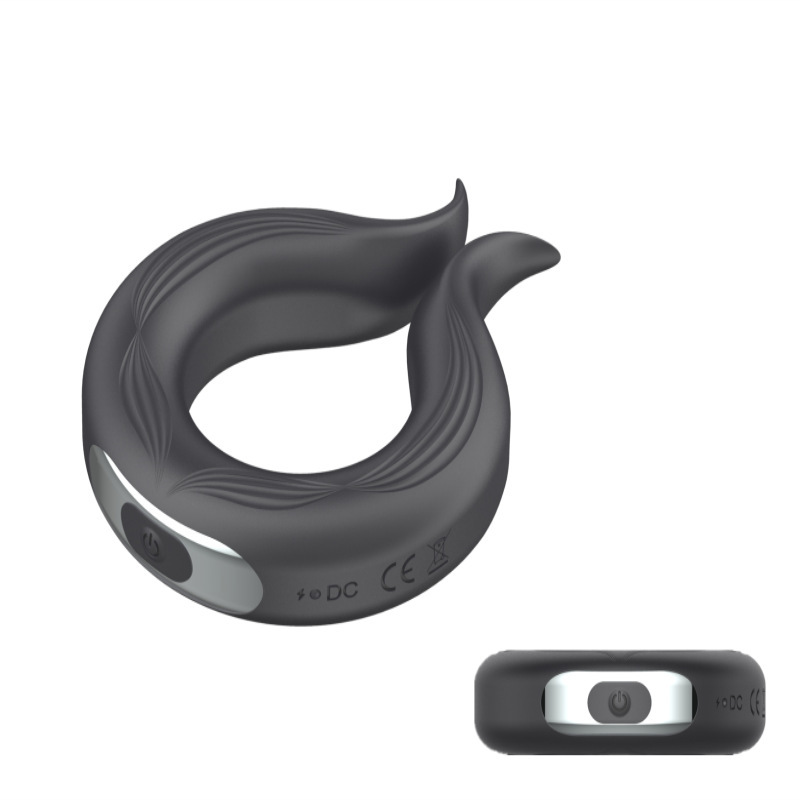 Rechargeable Vibrating Prostate Massager with Locking Ring, Silicone, Black — detail image 1