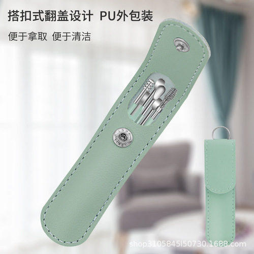 Wholesale portable ear picking 6-piece set, ear picking spoon, double-headed spiral ear picking spoon, ear picking stick set