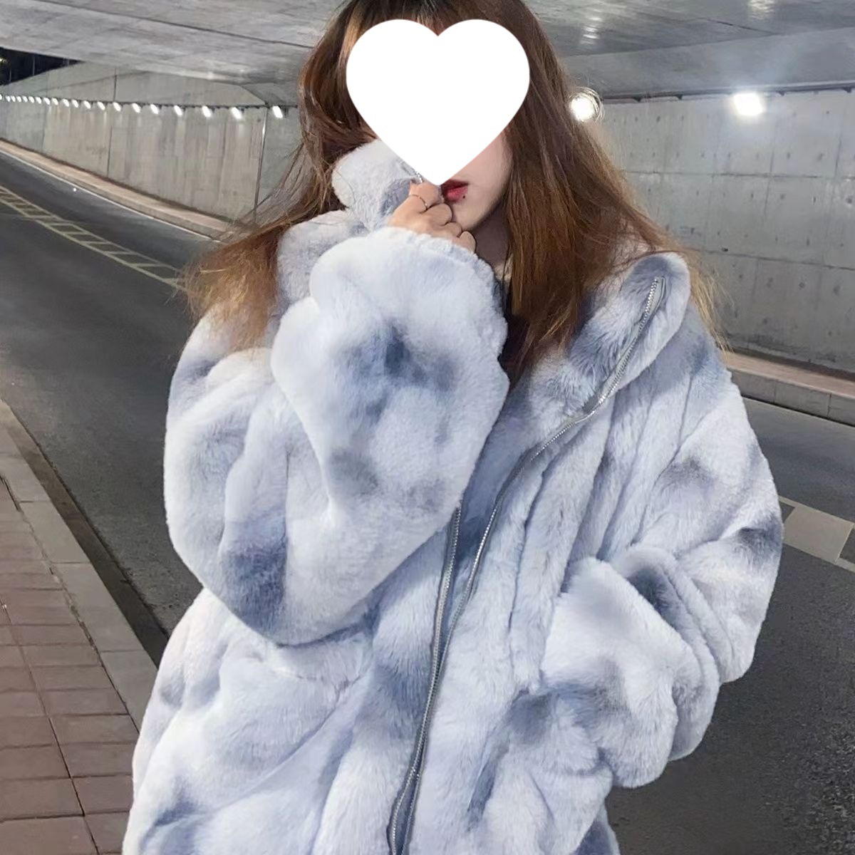 2023年新款皮草外套女仿獭兔毛宽松立领加厚棉服慵懒风毛绒绒大衣