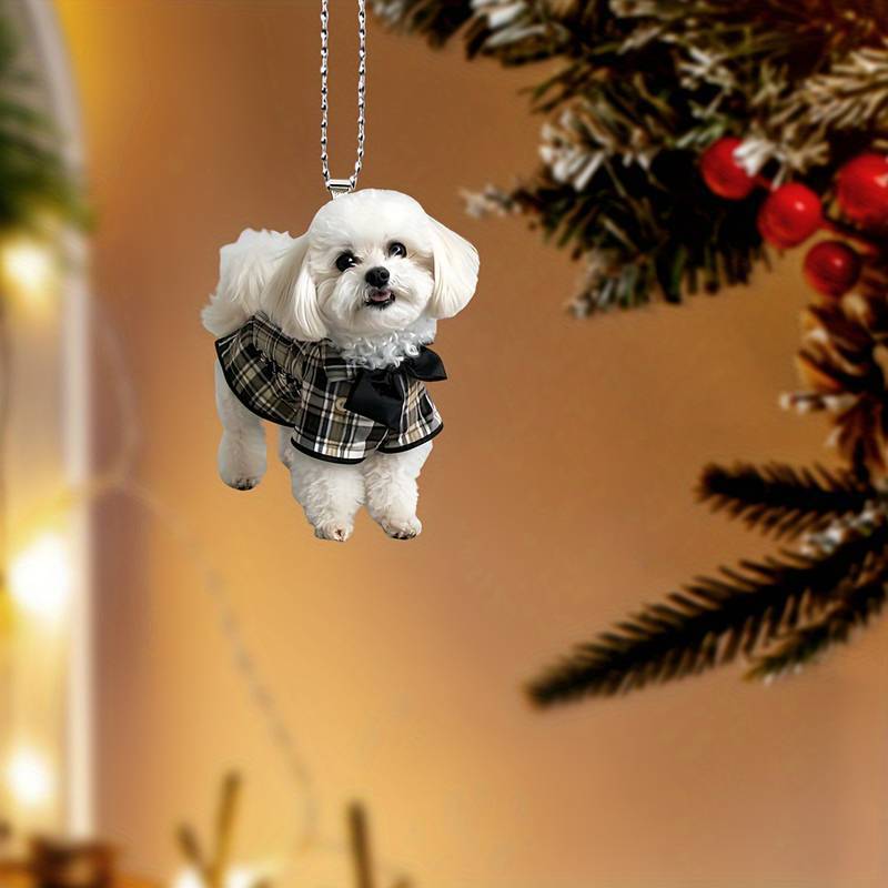 Nuevas lindas camisas a cuadros perros colgante acrílico plano transfronterizo espejo retrovisor de automóvil decoración regalos de vacaciones