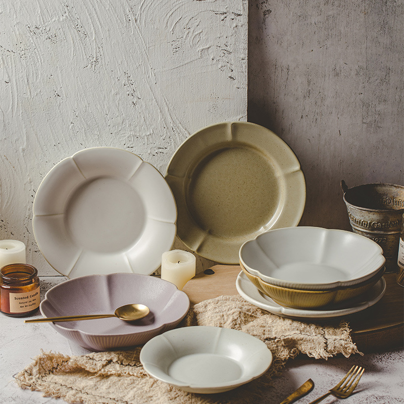 Shihuijin Japanese-style Ceramic Dish Plate Household 2023 New Style High-end ins Style Tableware Dish Deep Dinner Plate