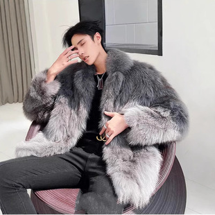 Fox Fur Imitation Leather Coat Men's Fur Fur Coat Men's Imitation Fur One-piece Coat Young Trendy Fashion