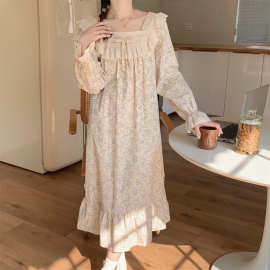 2025春夏季ins风日系甜美碎花睡衣套装女邻家少女感睡裙家居服