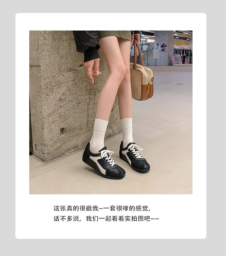 Giày sneaker nữ da cừu phối màu, đế cao su, tăng chiều cao bên trong 5 cm, kiểu retro — Màu nâu (cao hơn 5cm bên trong) có sẵn, Màu nâu (cao hơn 5cm bên trong) đã sẵn sàng để bán, Màu đen (cao hơn 5cm bên trong) có sẵn hàng, Màu đỏ (tăng thêm 5cm bên trong) hàng sẵn có chi tiết 17