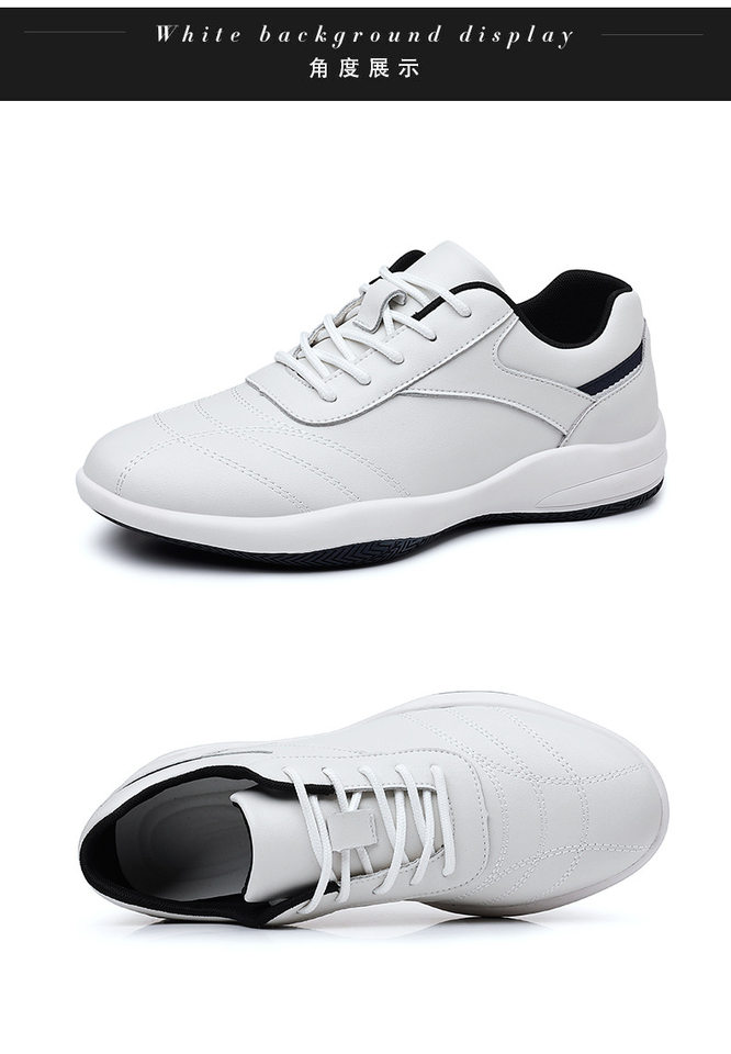 Giày sneaker nam da bò thoáng khí, đế cao su gót thấp 1–3 cm, dây buộc, phong cách thường ngày — PZ9873 Màu đen, PZ9873 màu trắng chi tiết 19