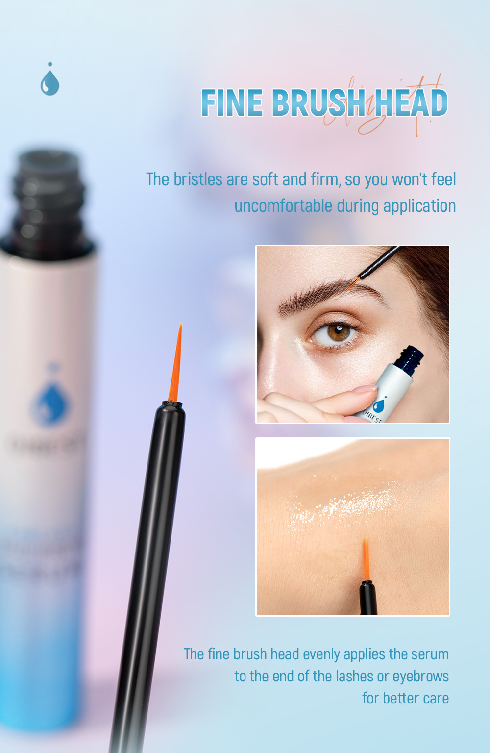QIBEST Cross-border Best-selling Natural Slimming, Thickening, Curling eyelash and Eyebrow Care Liquid Makeup Item Picture