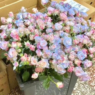 Crushed Ice Blue Multi-Headed Rose Flowers DIY for Boyfriend and Girlfriend Mother's Day Women's Day Teacher's Day Valentine's Day Birthday