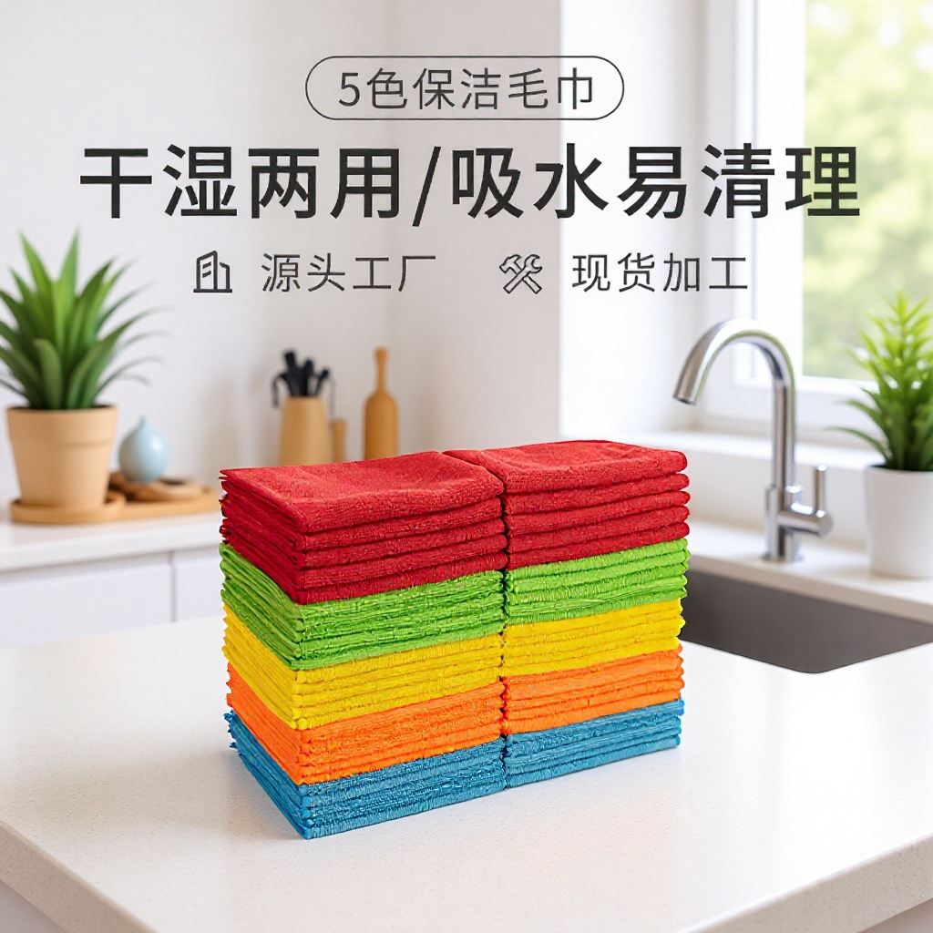 Absorbent microfiber cloth wholesale thickened kitchen decontamination dishwashing towel multifunctional housekeeping cleaning cloth