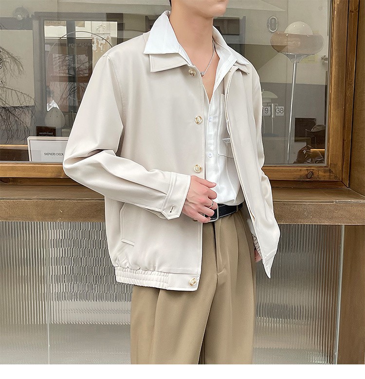 Men's Casual Workwear Blazer, Mature Style Turn-down Collar Jacket_voghion.com