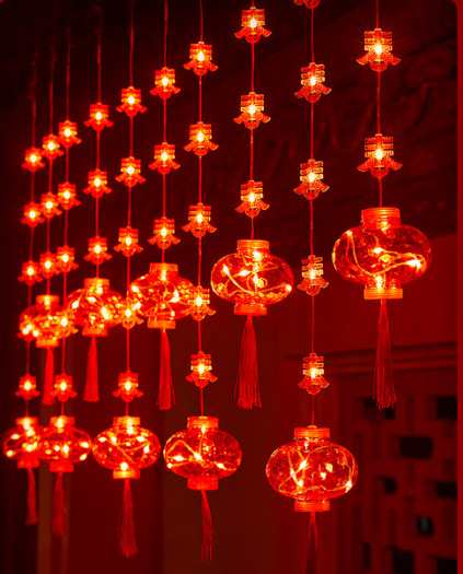 Luces de cadena Año Nuevo luces decorativas Piscis luces de colores Festival de Primavera 2024 fu carácter nuevo Fuwa Año Nuevo cortina pequeña linterna roja