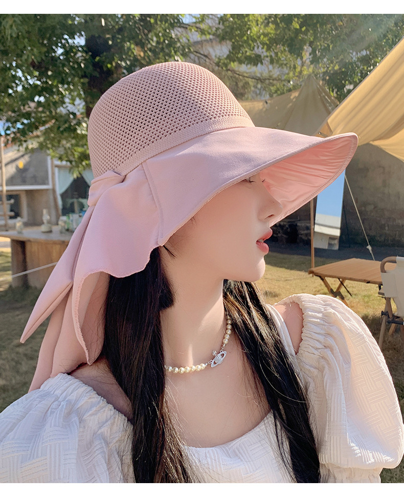 2024 Chapeau de Protection Solaire pour Femmes Protection UV Printemps Nouveau Chapeau de Protection Solaire en Caoutchouc Noir avec Large Bord Chapeau de Pêcheur Tourisme Chapeau d'été Marée_voghion.com