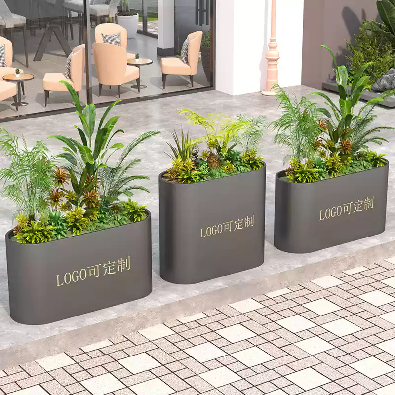 Caja de flores de balcón combinación de maceta de acero inoxidable terraza caja de plantación de tarjetas de escalones barandilla diseño gratuito caja de flores exclusiva