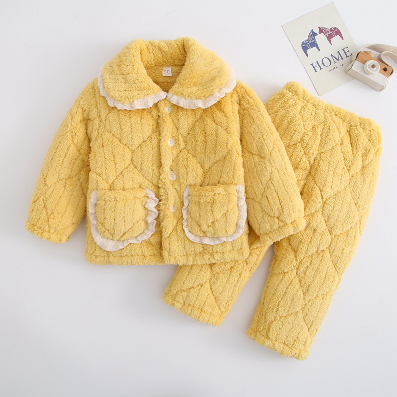 儿童夹棉花边黄色800