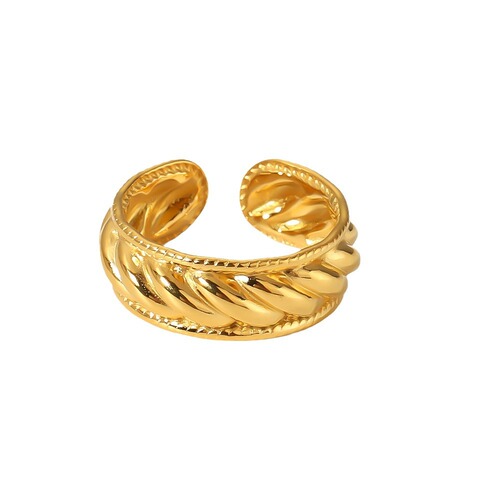 Amazon ins style titanium steel new hollow chain ring 18K furnace gold-plated stainless steel ring ring wholesale