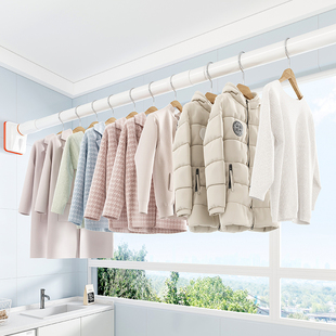 No Punching Telescopic Rod Balcony Top-mounted Artifact Clothes Drying Rack Fixed Curtain Rod Clothes Hanging Rod Bathroom Clothes Rod