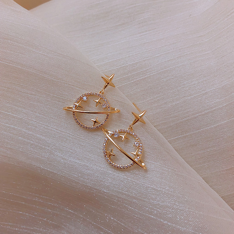 Fashion Simple Style Star Metal Star Plating Metal Artificial Gemstones Women's Earrings display picture 2